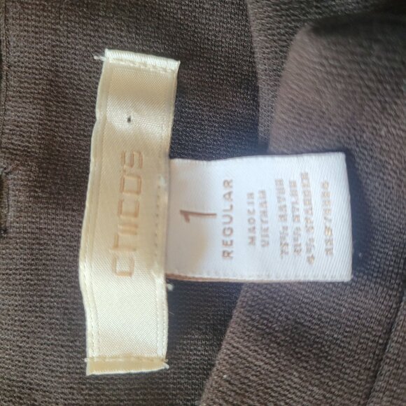 Chicos Womens Regular Fit Brown Trousers Size 1 M Elastic Waist Work Pants - Picture 2 of 3